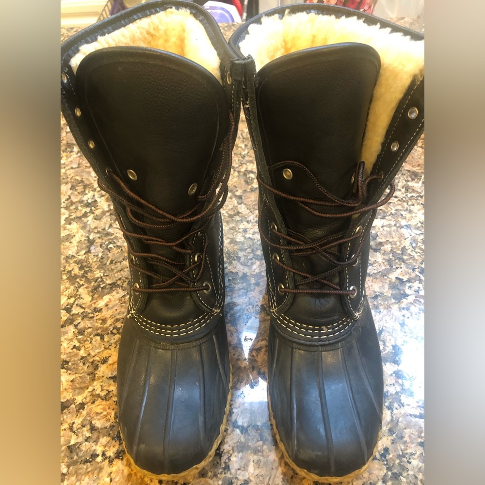LL Bean Limited Release Winter Shearling Insulated BLACK  Boots sz 9